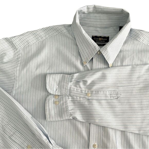 Club Room Regular Fit Pinpoint shirt white, light and cobalt blue Sz 17 34/35 - Picture 5 of 7